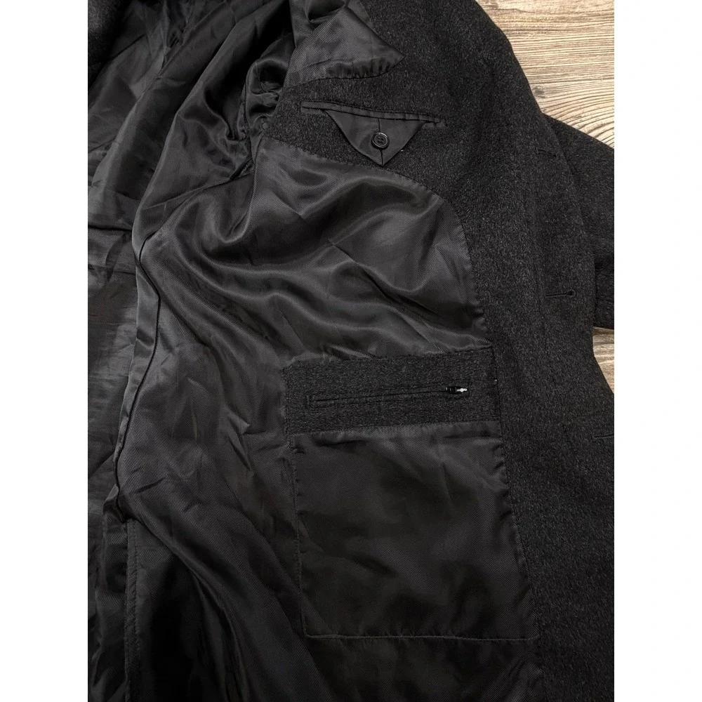 Vtg Bachrach Coat Mens M Black Wool Cashmere Blend Overcoat Jacket DEFECT LOOK
